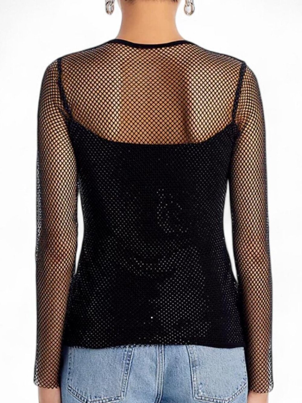 Aqua Black Mesh Long-Sleeve Bodysuit - Picture 2 of 6